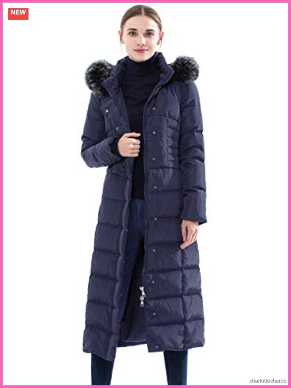 Women's Maxi Long Down Parka Hooded Thickened Puffer Coat Slim Fit Winter